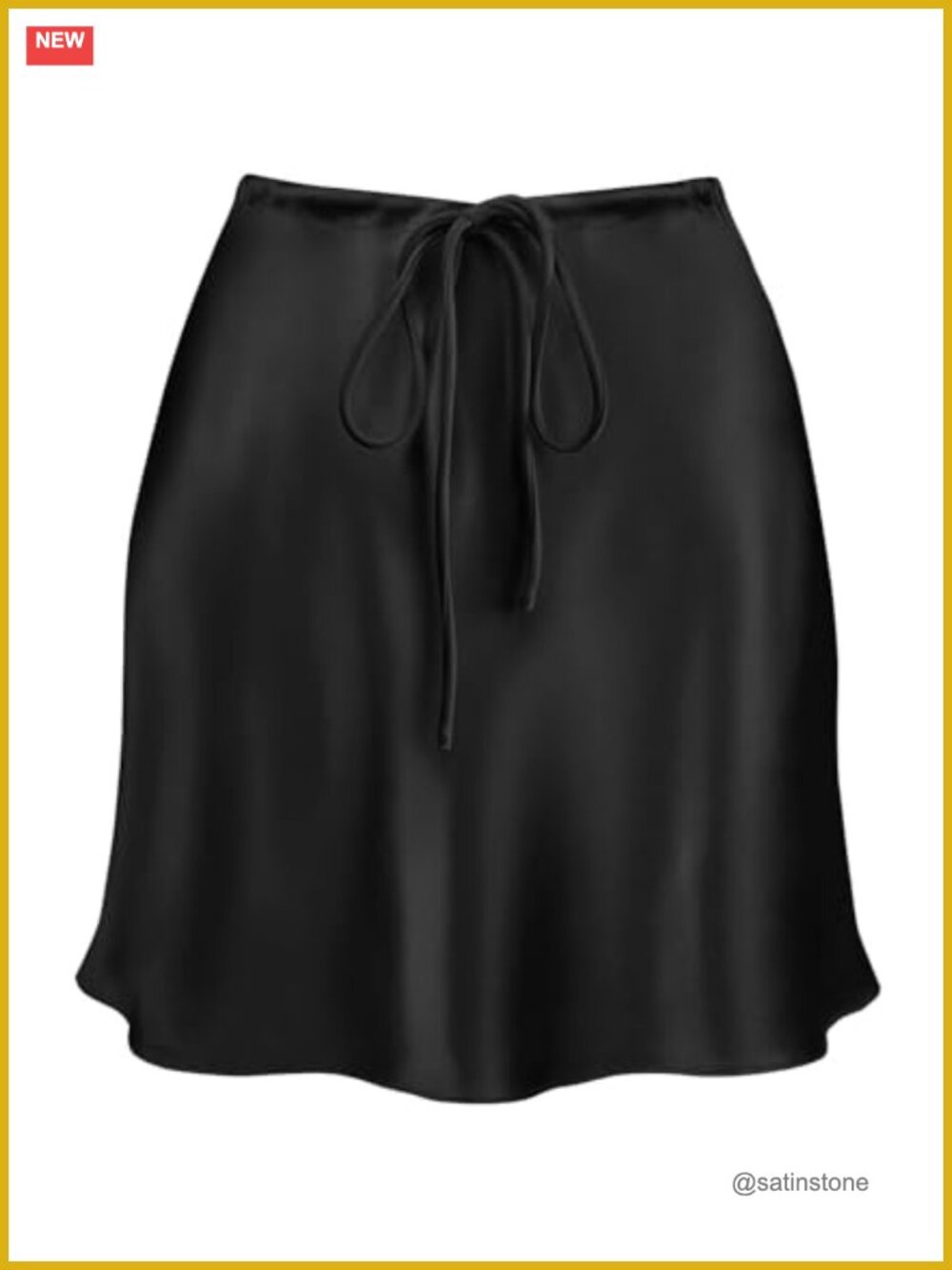 Satin Mini Skirt A-Line High Waisted Drawstring Short Skirt